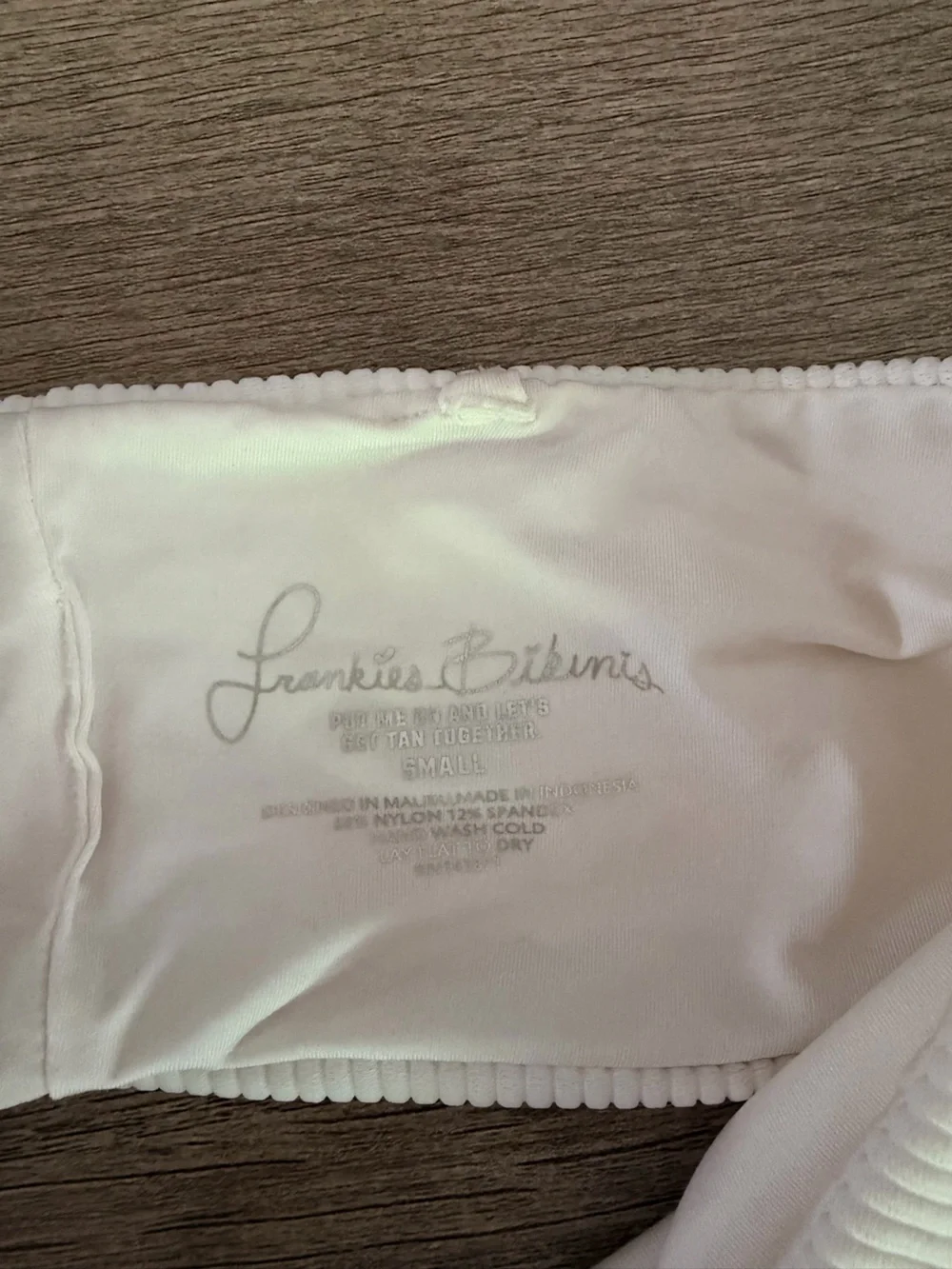 Frankie's Bikinis White Ribbed Bandeau